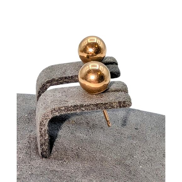 Vintage 14K Rose/Yellow Gold Approximately 11mm Ball Post Stud Earrings - Picture 1 of 5